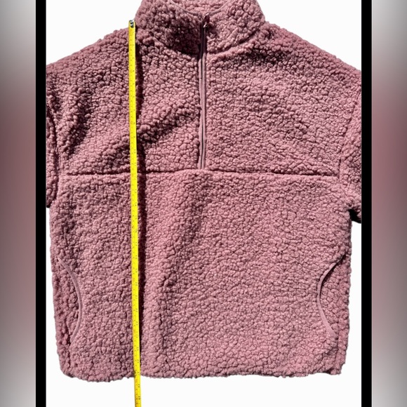 BDG Urban Outfitters Yosemite Pink Fleece Quarter Zip Pullover Small Faux Fur - Picture 10 of 12